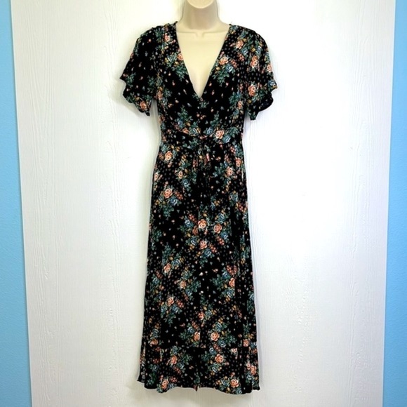 O’Neill - Nicole Floral Colorful Short Sleeve Button Down Midi Dress Size Small - Picture 2 of 12